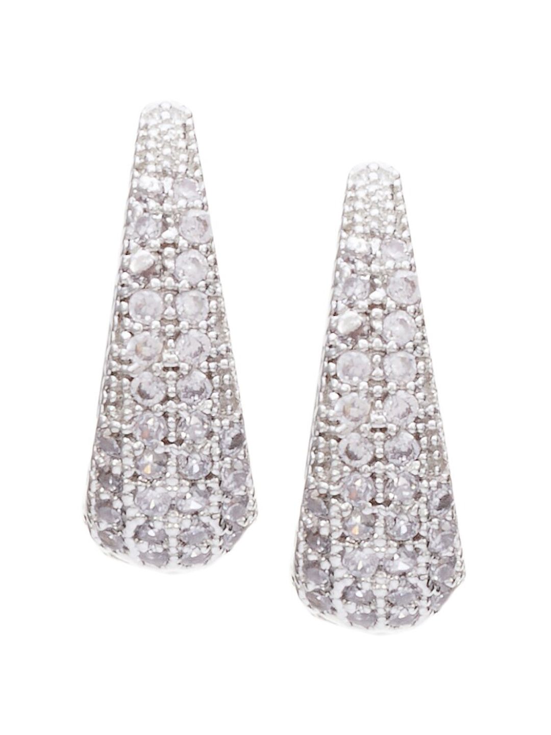 ATIBELLE Silver-Plated Cubic Zirconia Contemporary Hoop Earrings