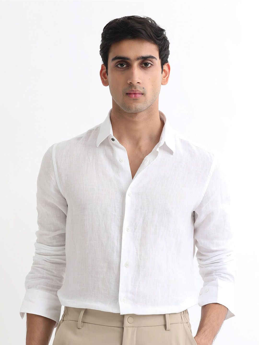 Men's Orange Standard Slim Fit Opaque Cotton Casual Shirt