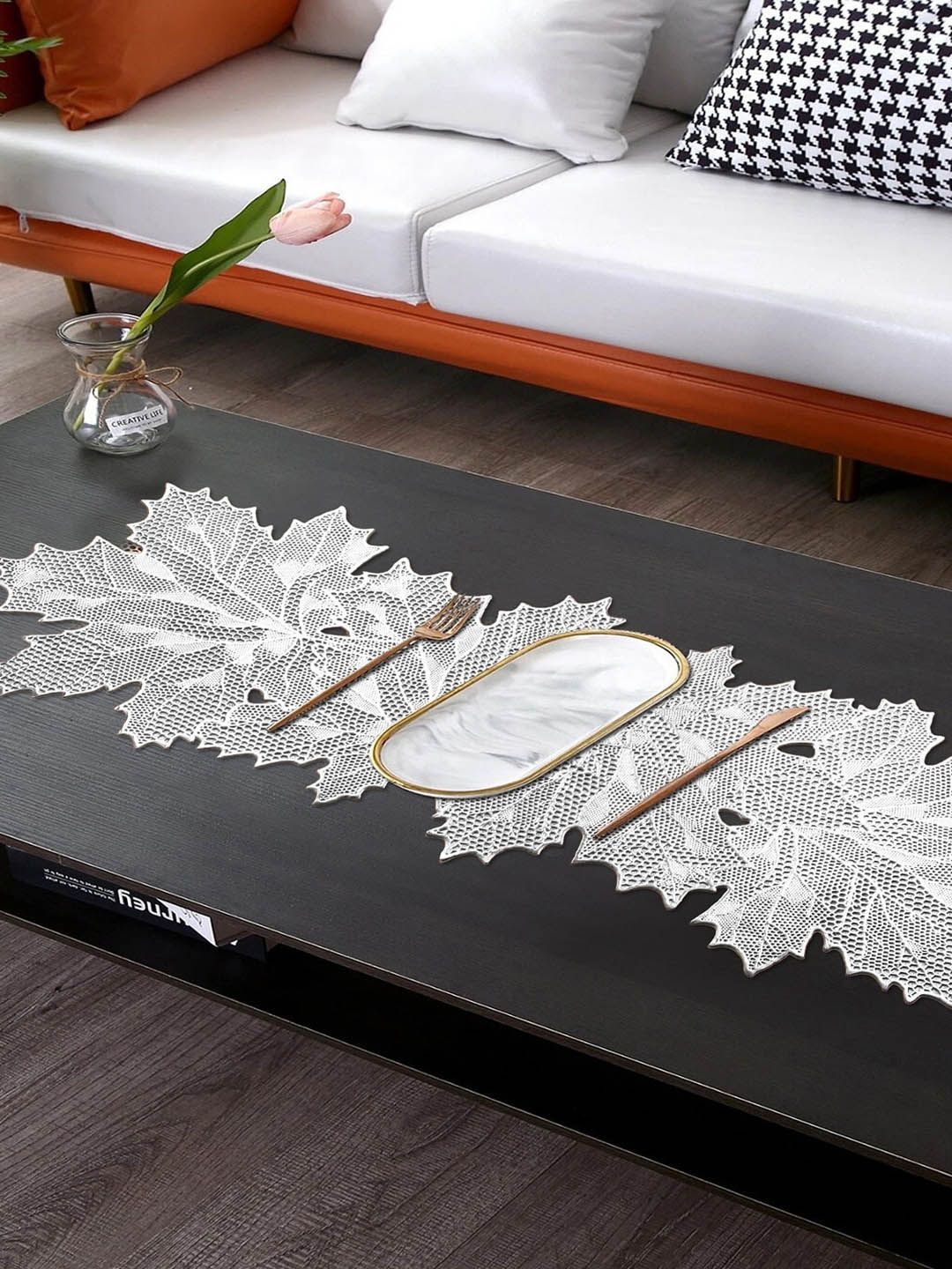 Dakshya Industries Silver Toned Textured Patjhad Table Runners-picture-39