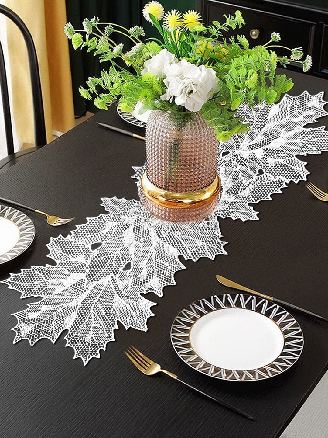 Dakshya Industries Silver Toned Textured Table Runner-picture-28