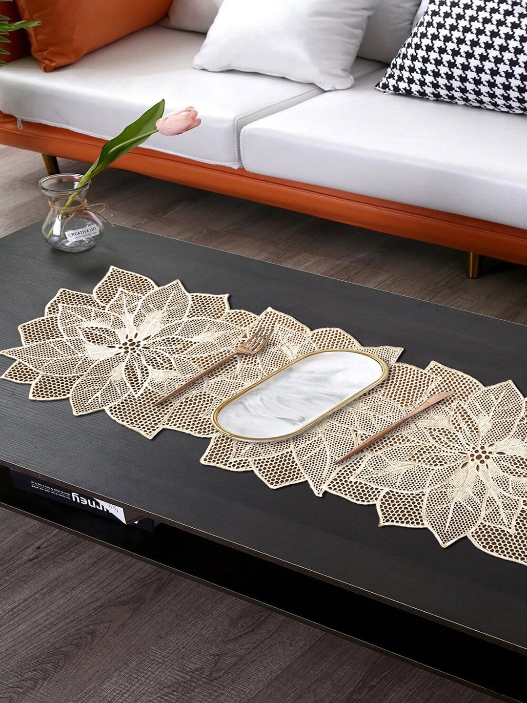 Dakshya Industries Beige Textured Table Runner