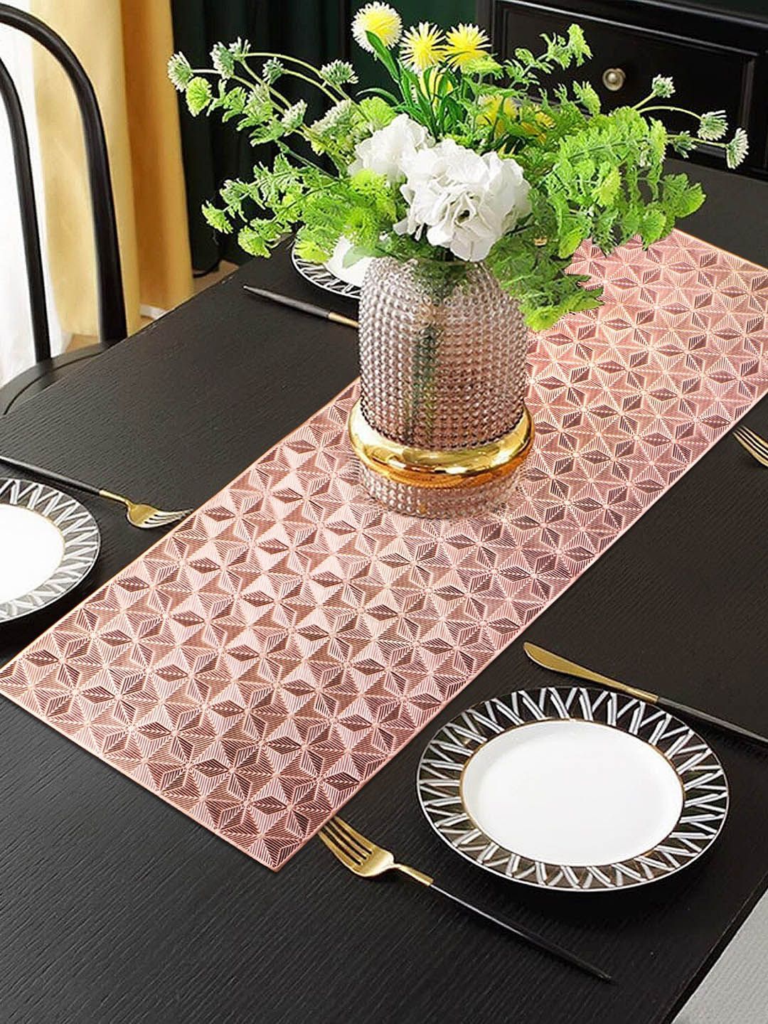 Dakshya Industries Copper Toned Textured Waterproof Table Runner-picture-20