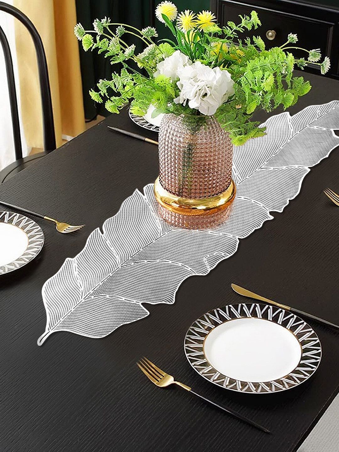 Dakshya Industries Silver Toned Floral Design Runner-picture-18