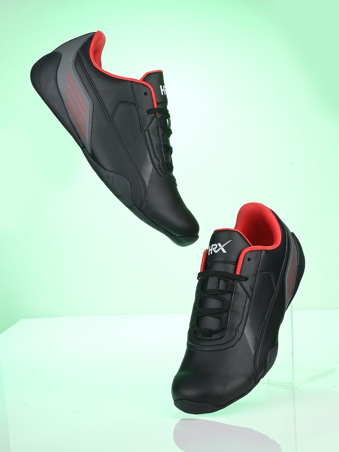 HRX by Hrithik Roshan Men Black & Red Lightweight Motorsports Sneakers