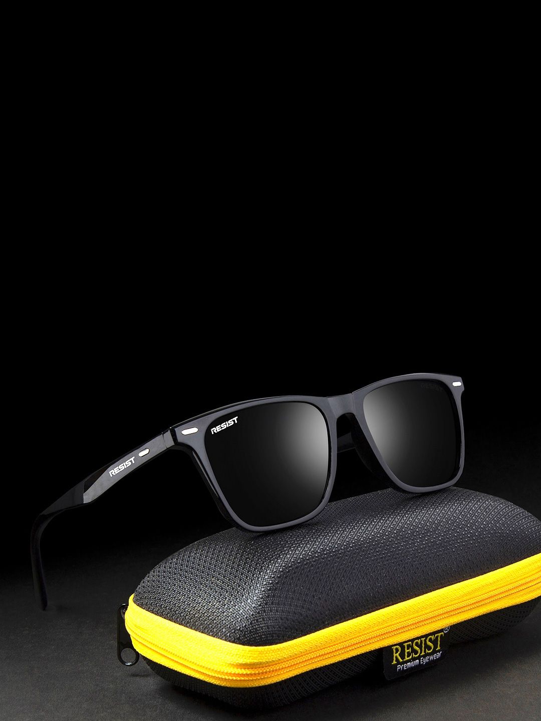 RESIST EYEWEAR Unisex Black Lens & Black Wayfarer Sunglasses with UV Protected Lens-image-49