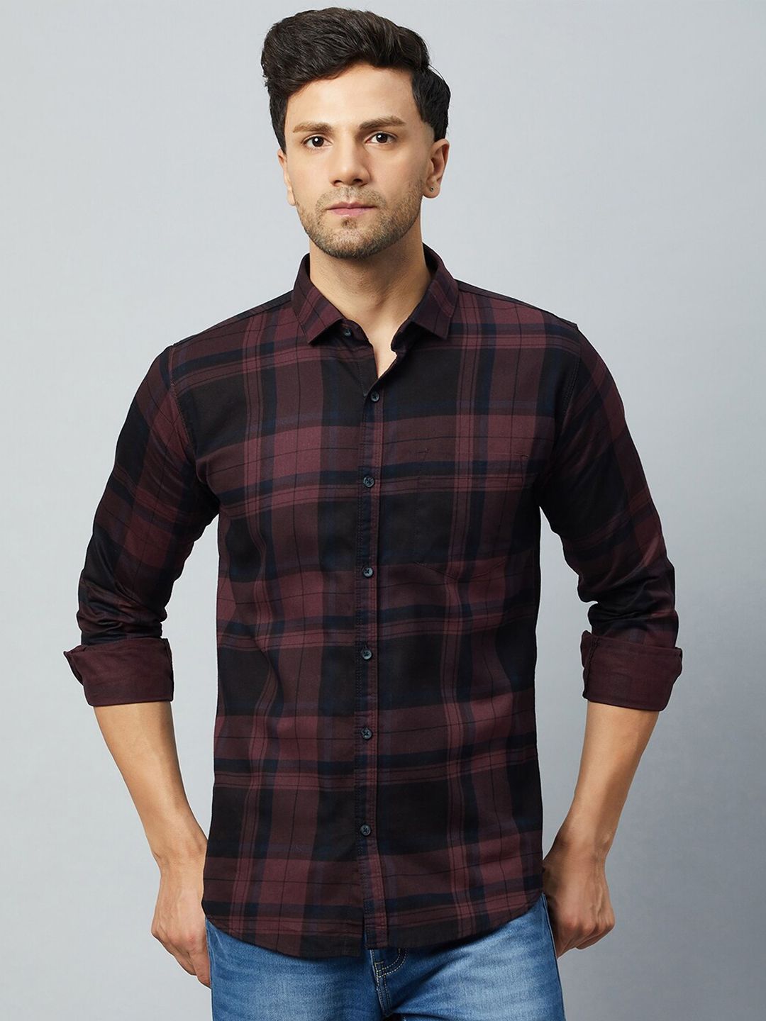 Club York Slim Fit Tartan Checks Checked Cotton Casual Shirt - Price History