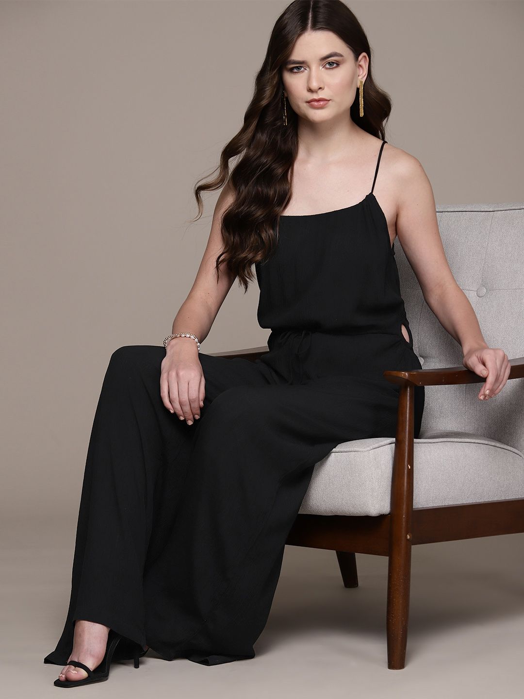 WAREHOUSE Crinkled Ring Side Jumpsuit-picture-47