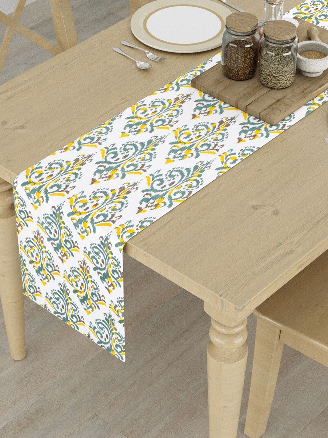 HOMEMONDE Yellow Printed 6-Seater Table Runners-picture-39