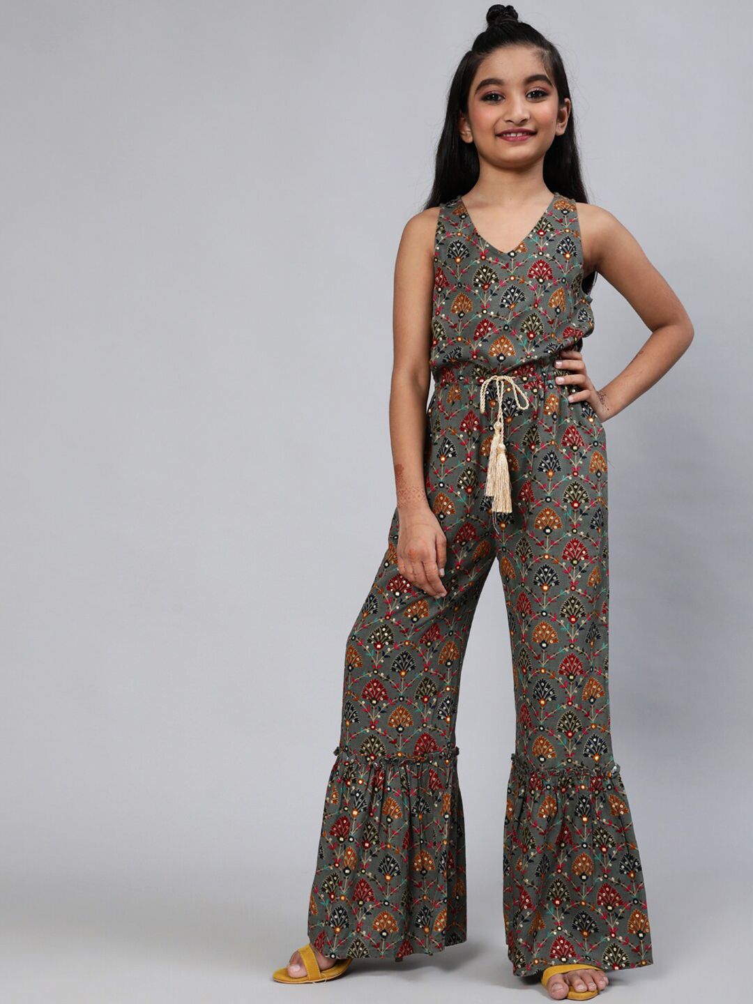 Aks Kids Girls Ethnic Motifs Printed Basic Jumpsuit-picture-49