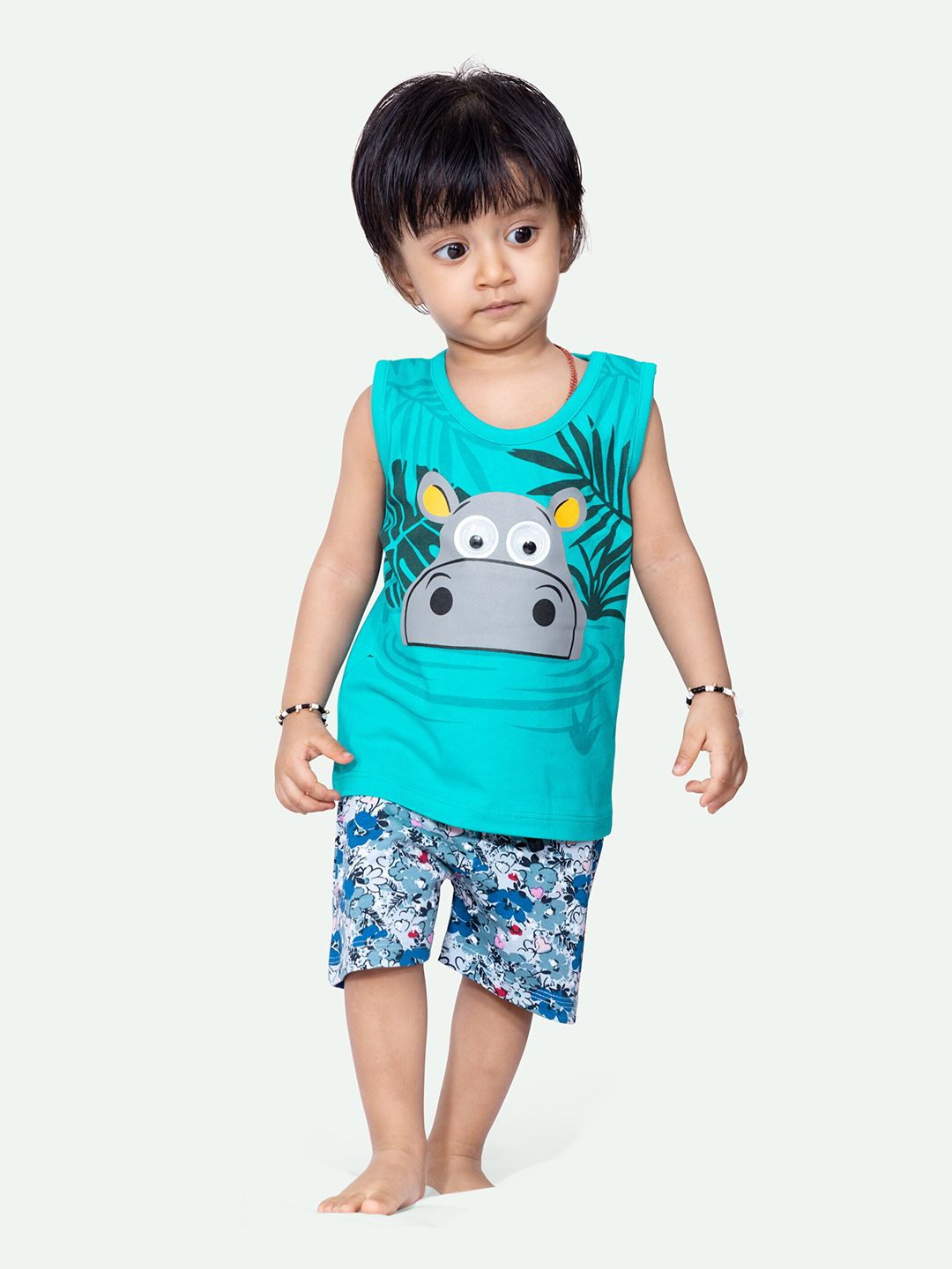 ariel Kids Printed Pure Cotton T-shirt with Shorts-picture-32