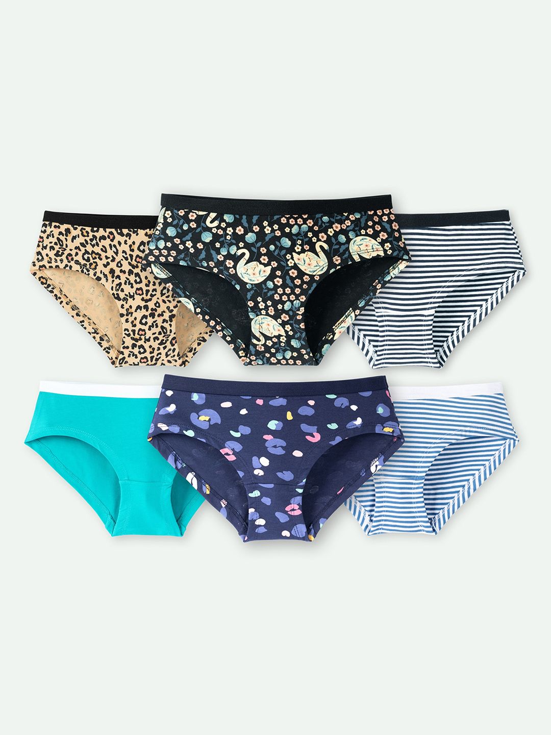 ariel Girls Pack Of 6 Assorted Basic Briefs-picture-49