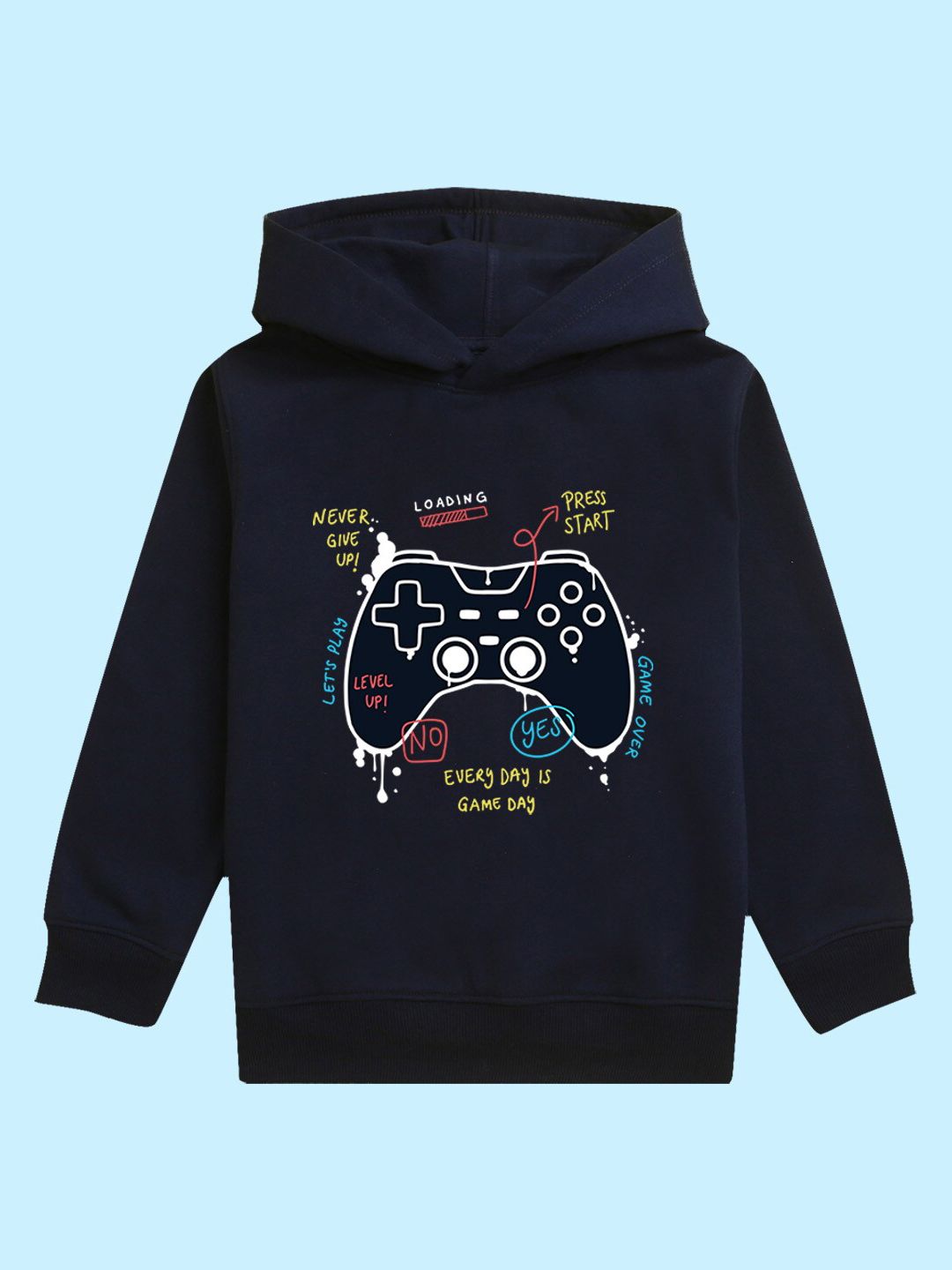 NUSYL Kids Typography Printed Hooded Pullover Sweatshirt-picture-28