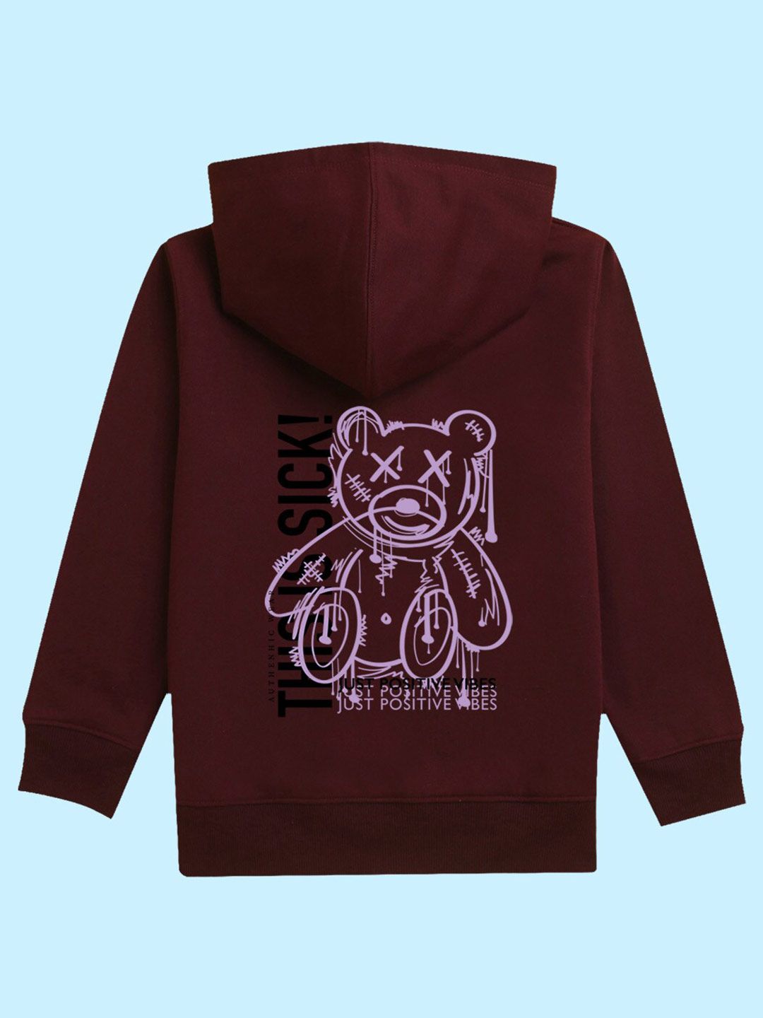 NUSYL Unisex Kids Just Positive Vibe Printed Hooded Fleece Sweatshirt-picture-47