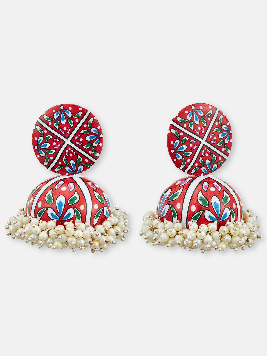 ATIBELLE Set Of 2 Gold-Plated Meenakari Jhumkas