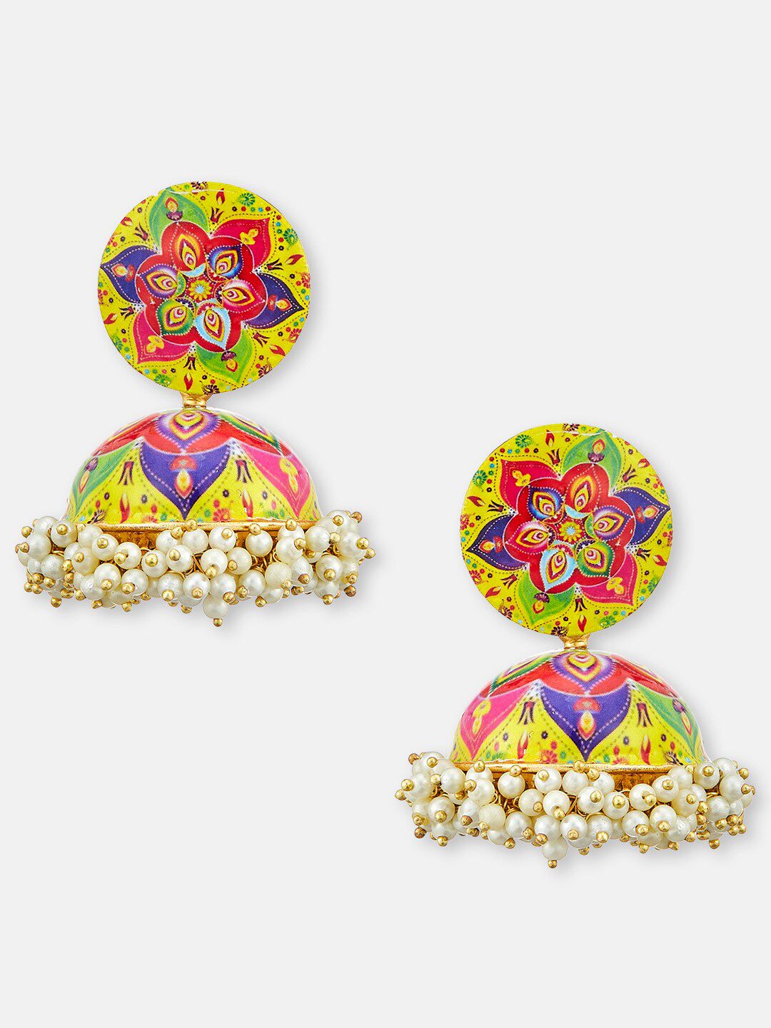 ATIBELLE Set Of 2 Gold-Plated Meenakari Jhumkas
