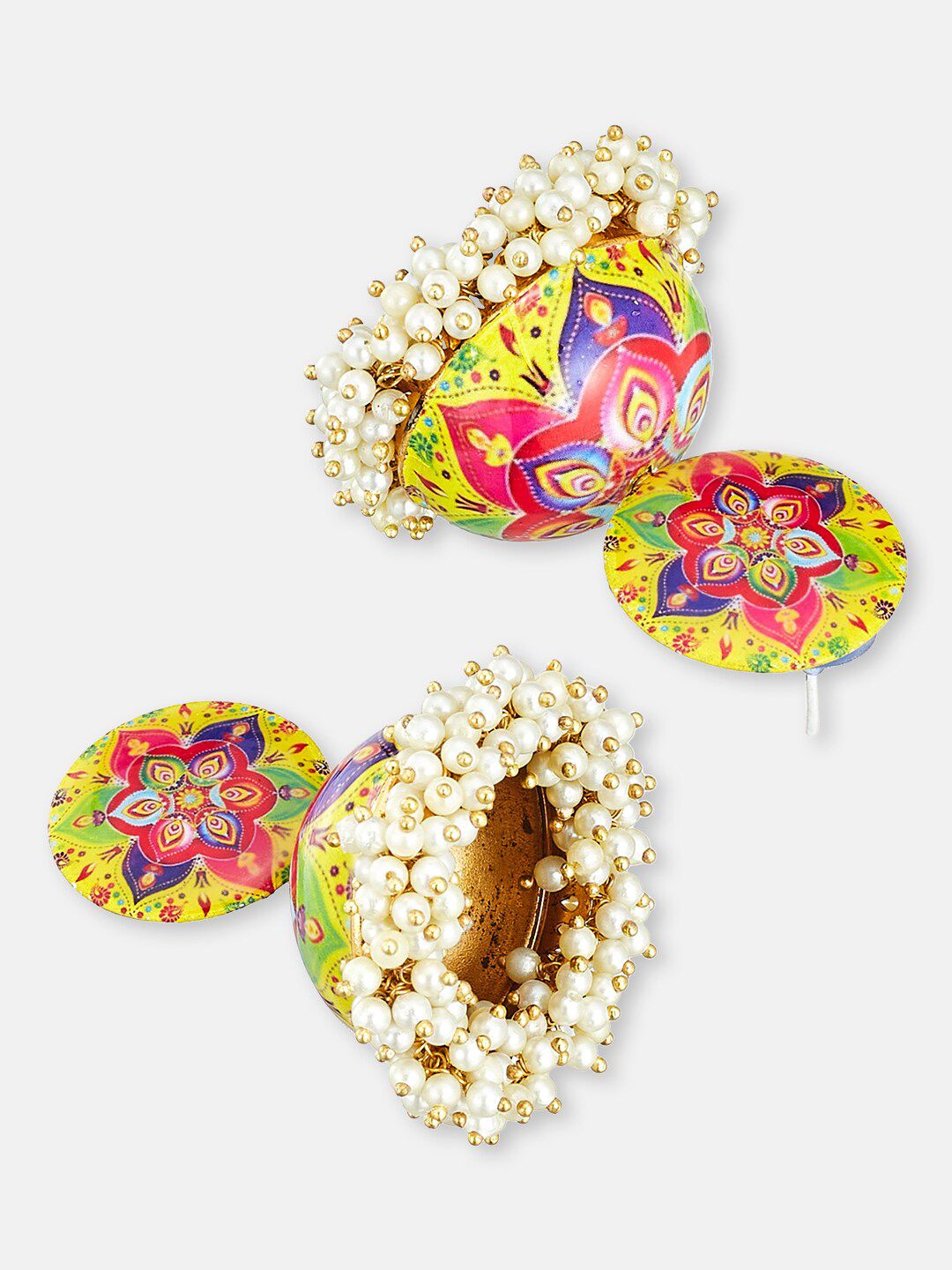 ATIBELLE Set Of 2 Gold-Plated Meenakari Jhumkas