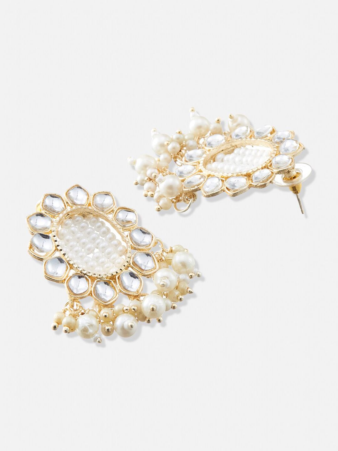 ATIBELLE Set Of 2 Gold-Plated Kundan Studded Beaded Earrings