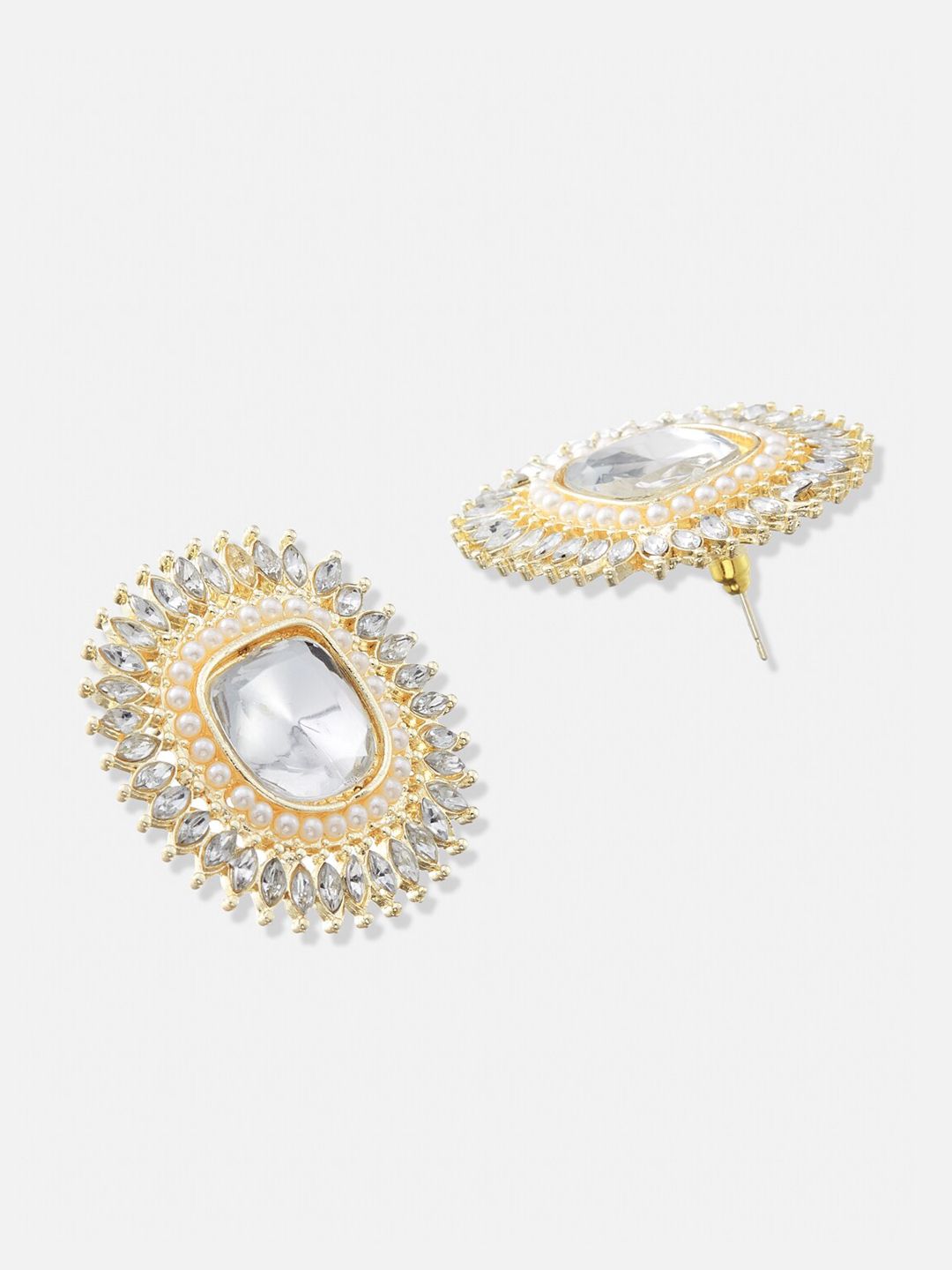 ATIBELLE Set Of 2 Gold-Plated Kundan Studded Beaded Earrings