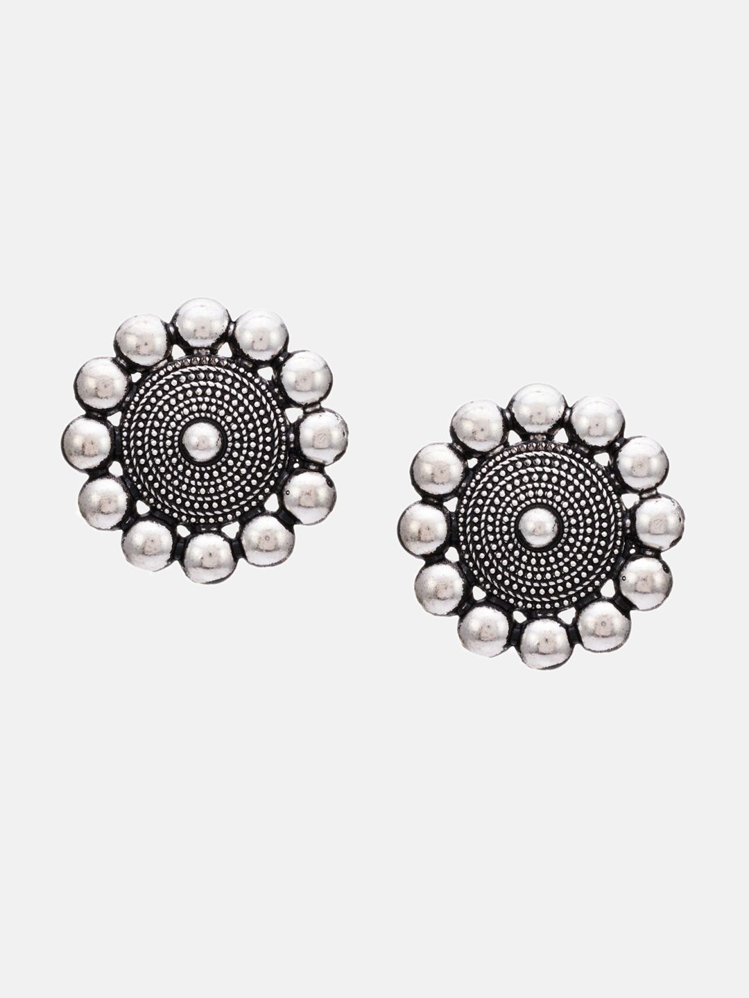ATIBELLE Set Of 2 Silver-Plated Contemporary Stud Earrings