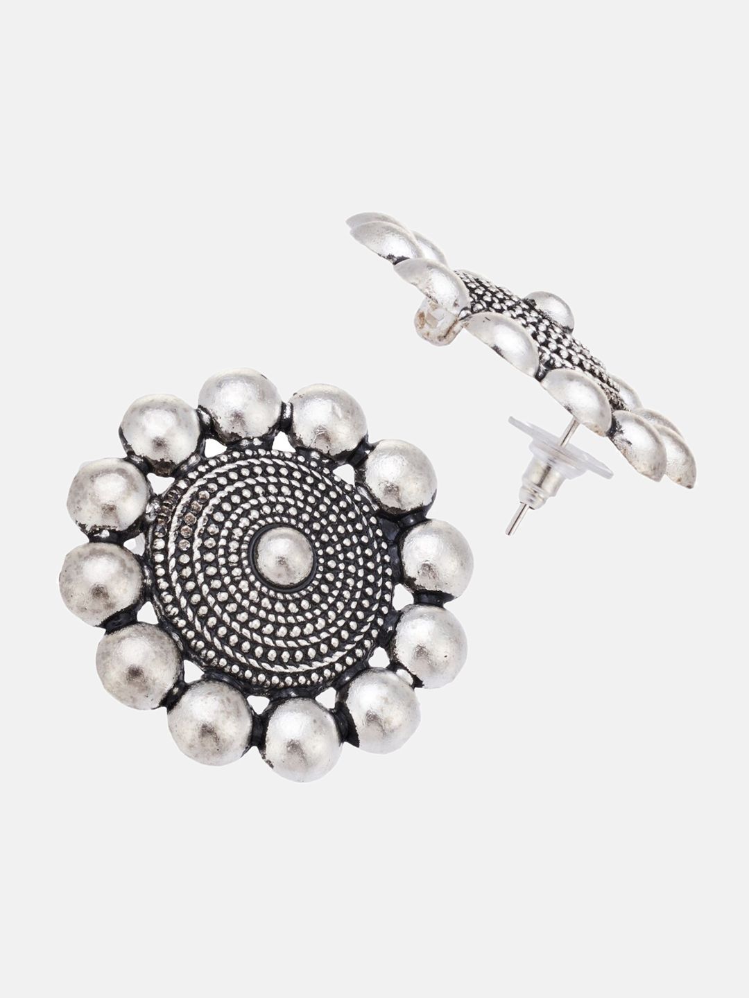 ATIBELLE Set Of 2 Silver-Plated Contemporary Stud Earrings
