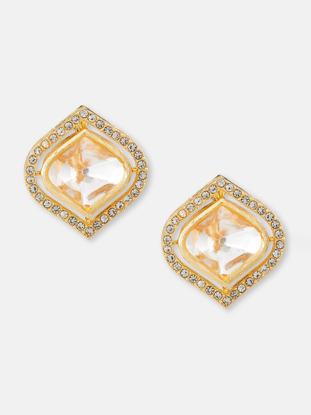 ATIBELLE Set Of 2 Gold Plated & Grerman Silver Plated Contemporary Stud Earrings