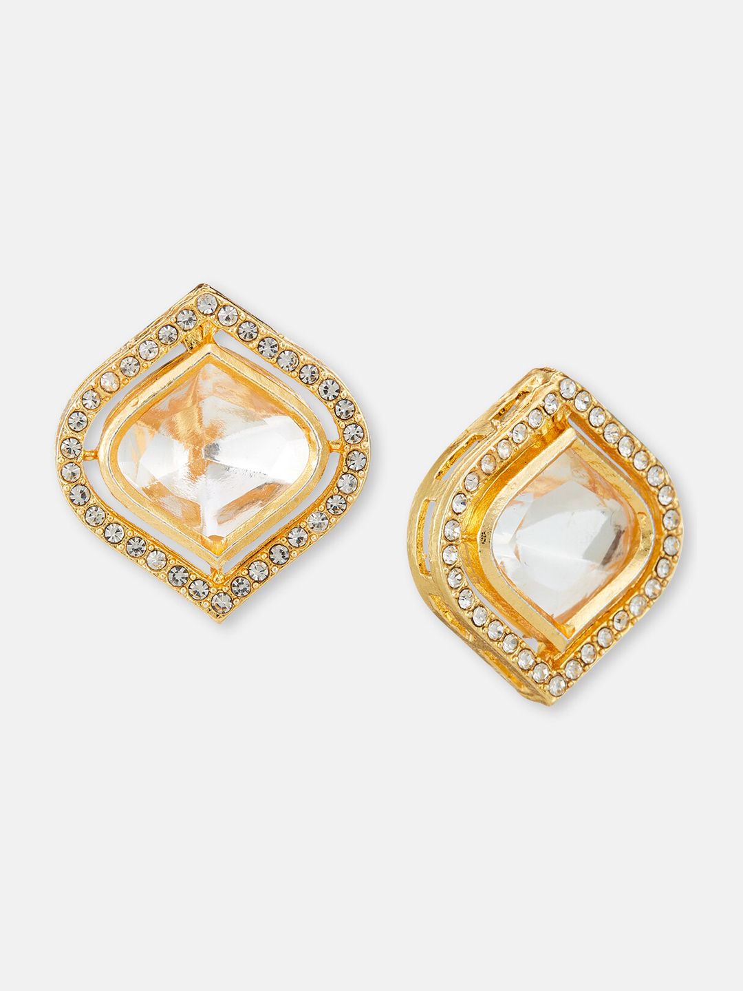ATIBELLE Gold Plated Kundan Studded Stud Earrings