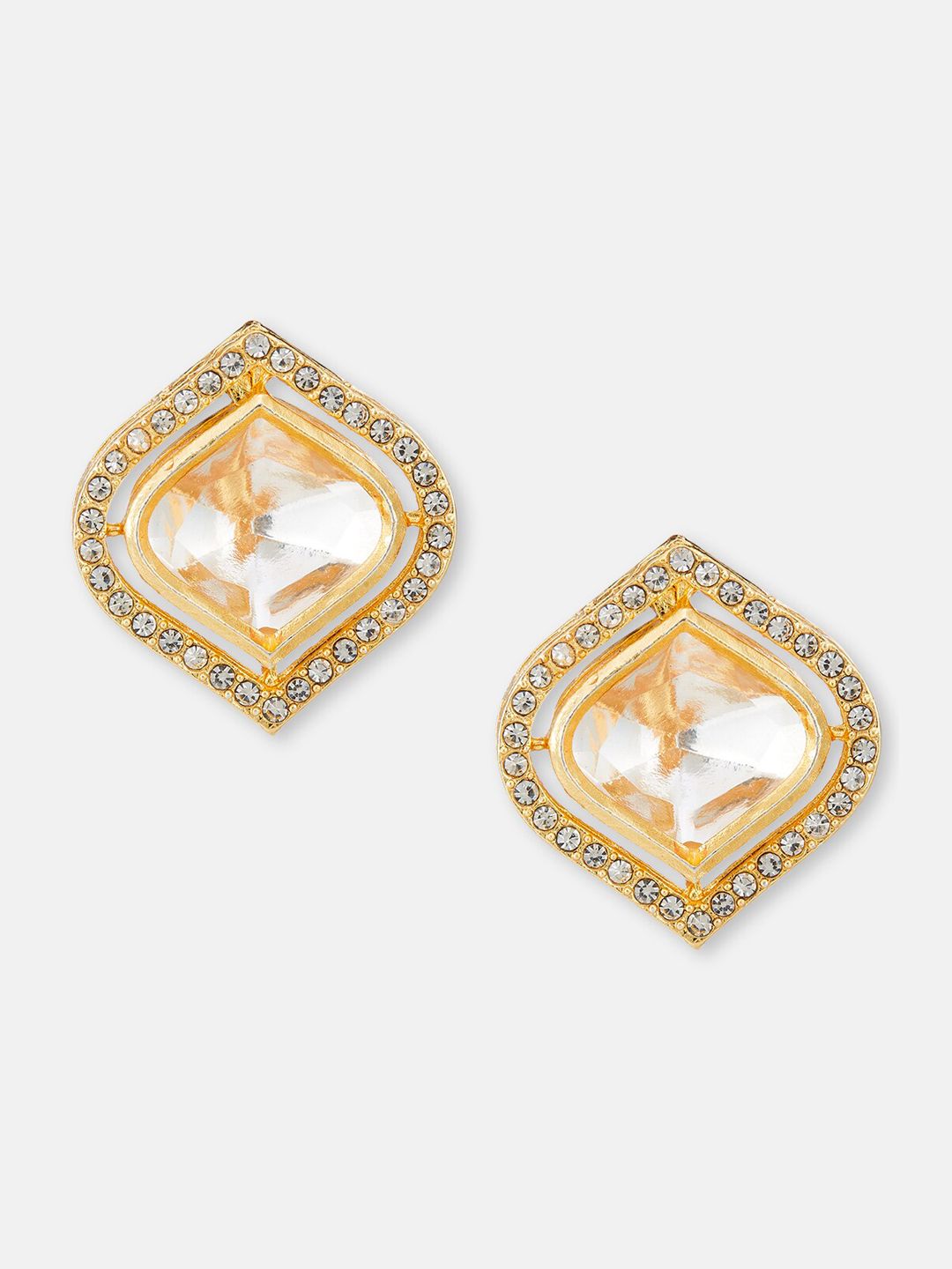 ATIBELLE Gold Plated Kundan Studded Stud Earrings