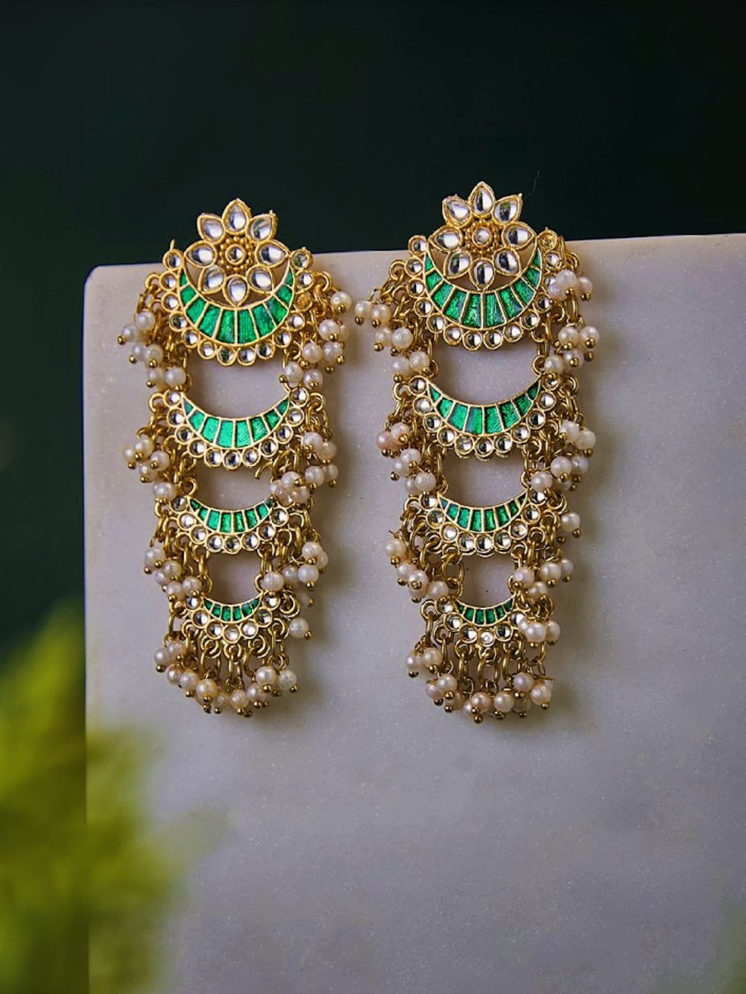 ATIBELLE Gold-Plated Kundan Chandbalis