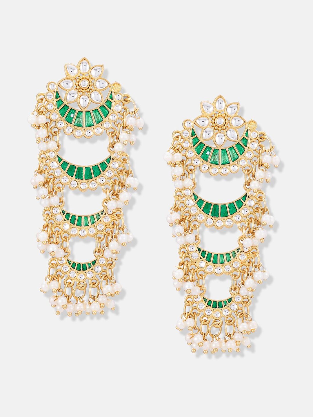 ATIBELLE Gold-Plated Kundan Chandbalis