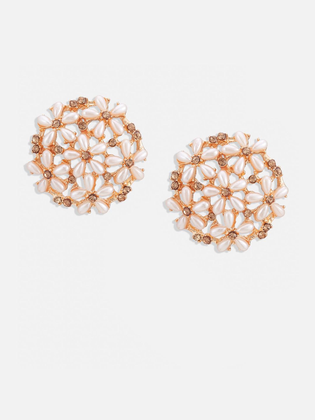 ATIBELLE Set Of 2 Gold-Plated Floral Studs Earrings