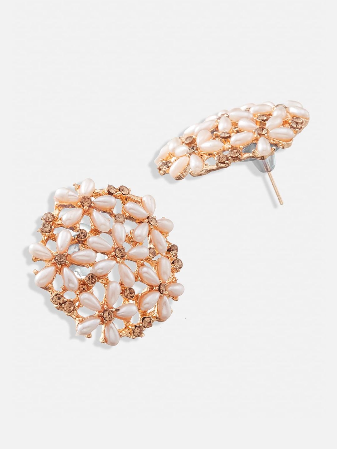 ATIBELLE Set Of 2 Gold-Plated Floral Studs Earrings