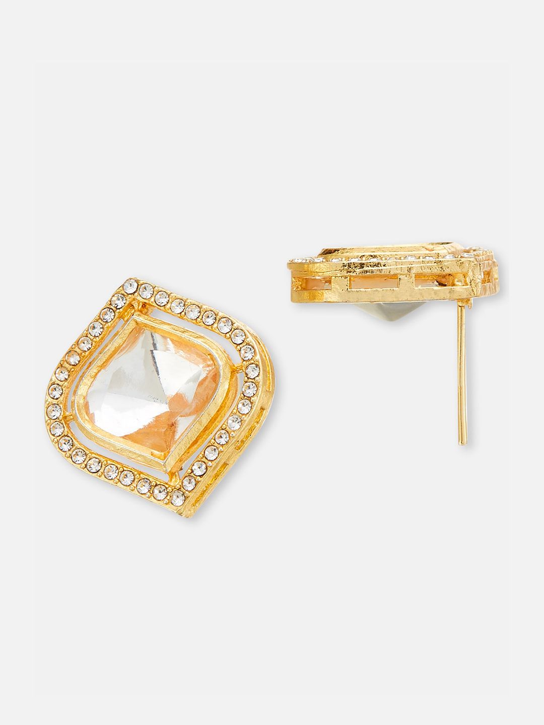 ATIBELLE Set Of 2 Gold-Plated Floral Studs Earrings