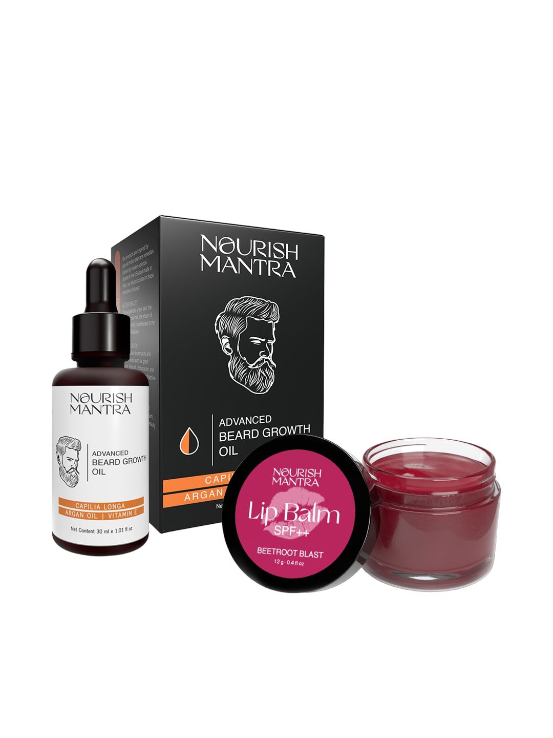Nourish Mantra Advanced Beard Growth Oil 30ml & Beetroot Blast Lip Balm 12g