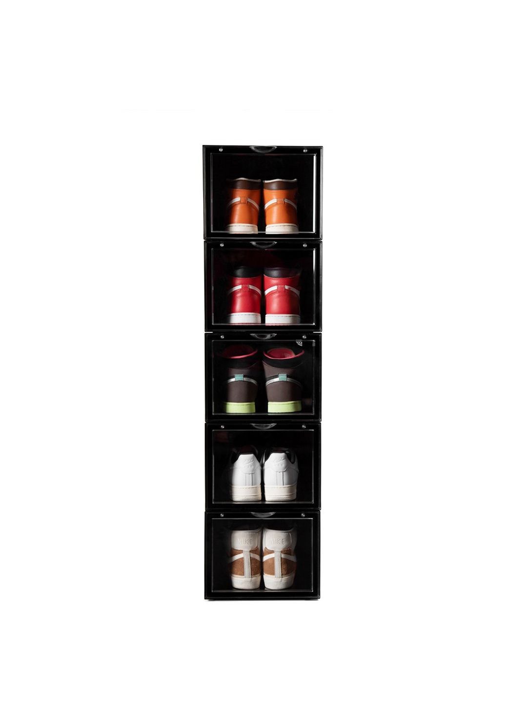 SNEAKARE 5 Pieces Black Front Drop Crate Shoe Storage Organizers-image-28