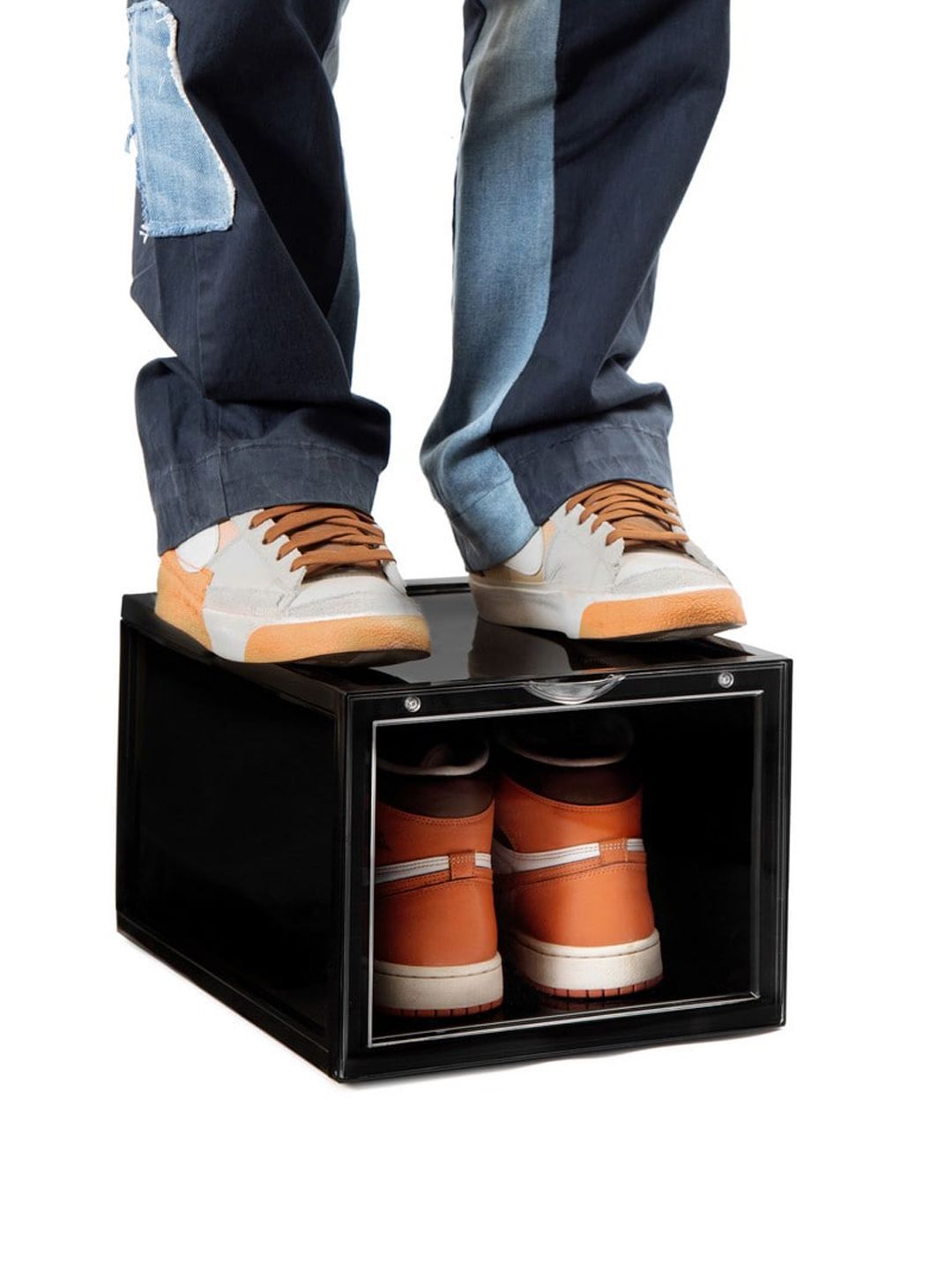 SNEAKARE Black Front Drop Crate Shoe Storage Organizers-image-10