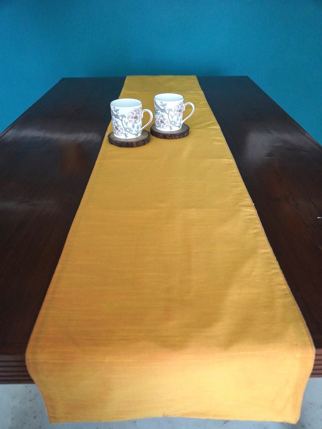 TARA- Sparkling Homes White & Orange Printed Pure Cotton Reversible Table Runner-image-36