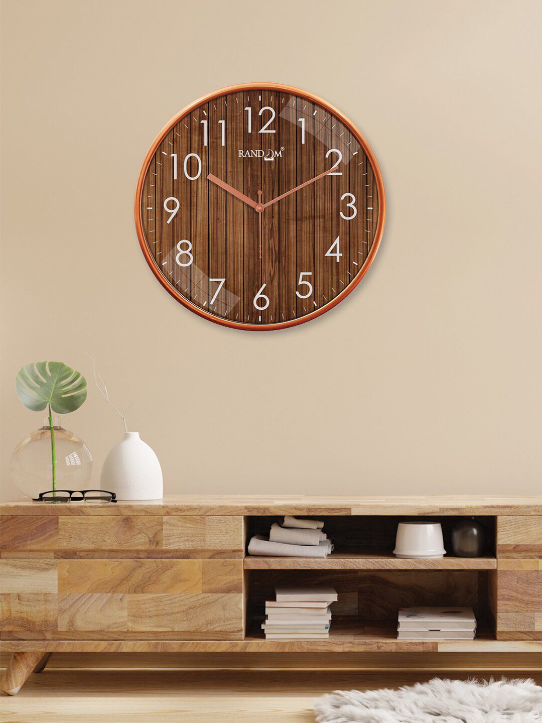 RANDOM Copper-Toned Printed Contemporary Analogue Wall Clock-image-25