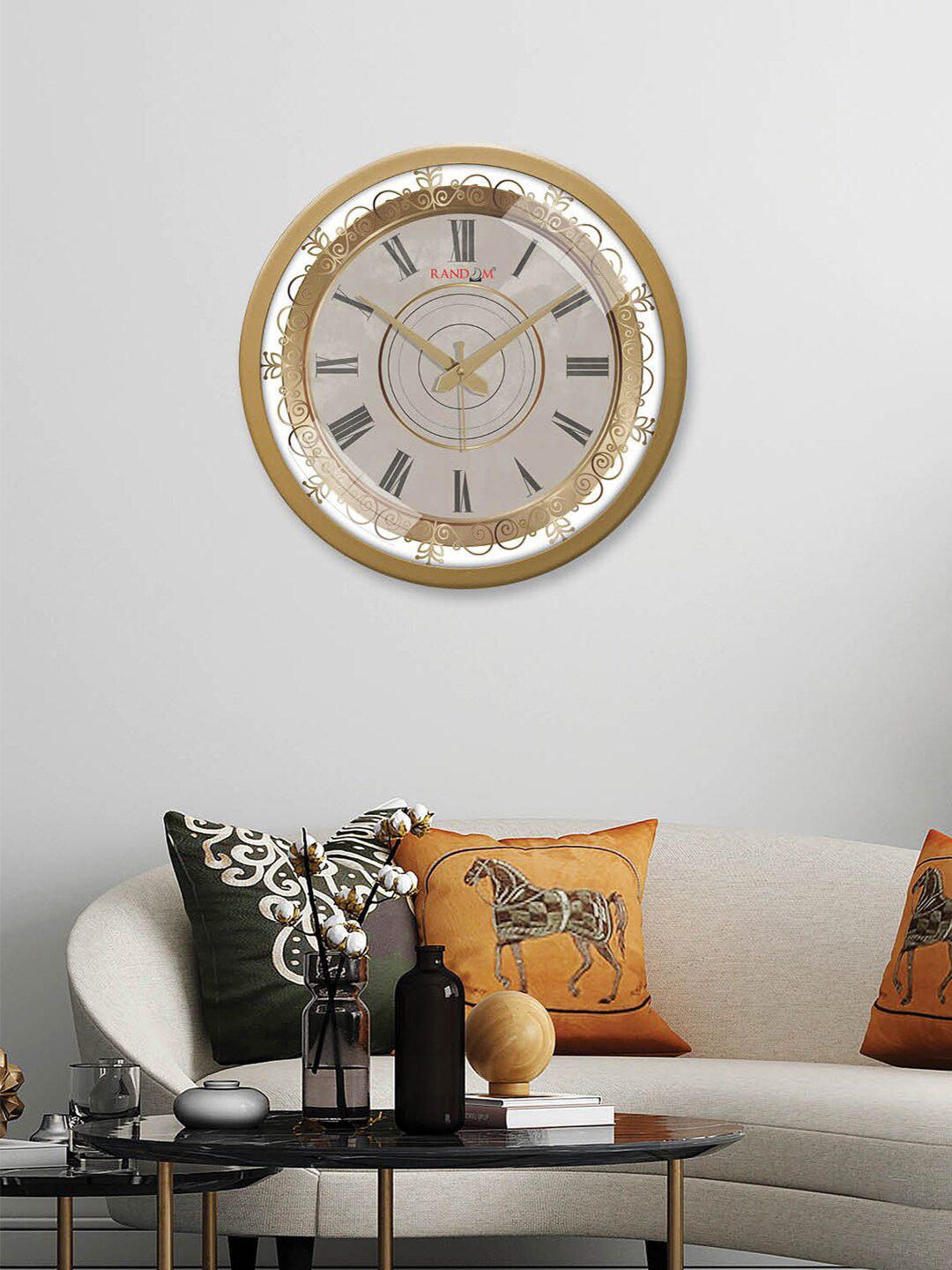 RANDOM Gold-Toned & Black Printed Analogue Contemporary Wall Clock-picture-8