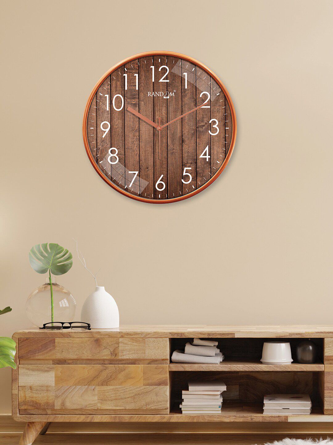 RANDOM Copper-Toned & White Printed Contemporary Wall Clock-image-41