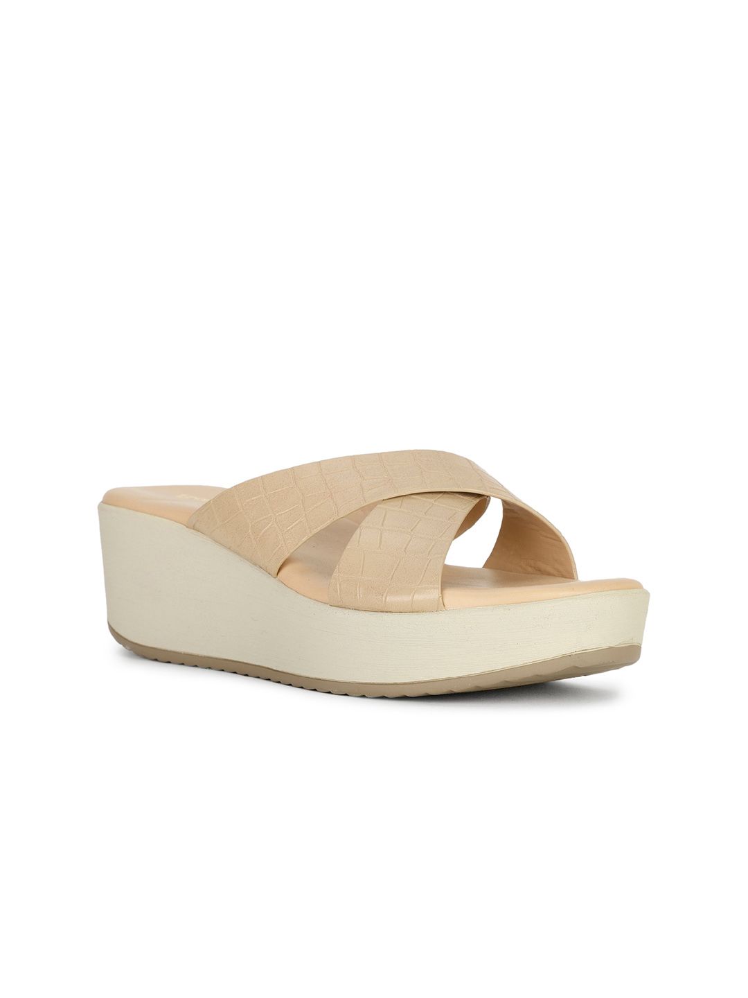 Bata Textured Open Toe Wedge Heels-image-3