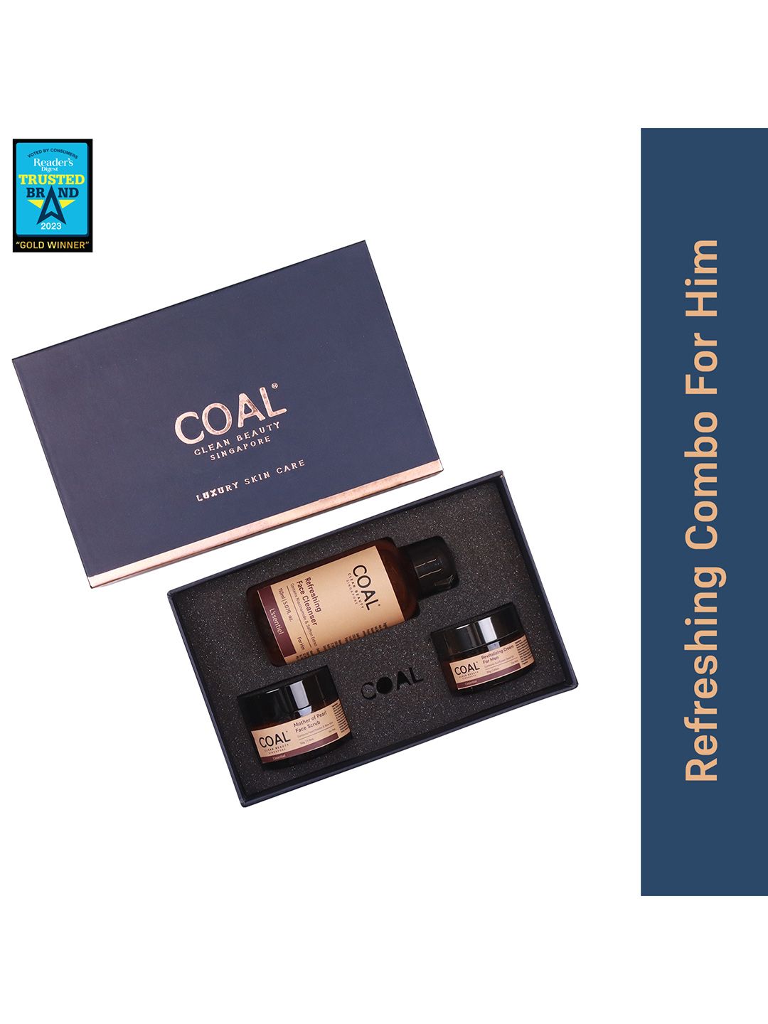 COAL CLEAN BEAUTY Men Set Of 3 Face Cleanser-150ml-Pearl Face Scrub-50g-Revitalizing Cream-30g-image-30