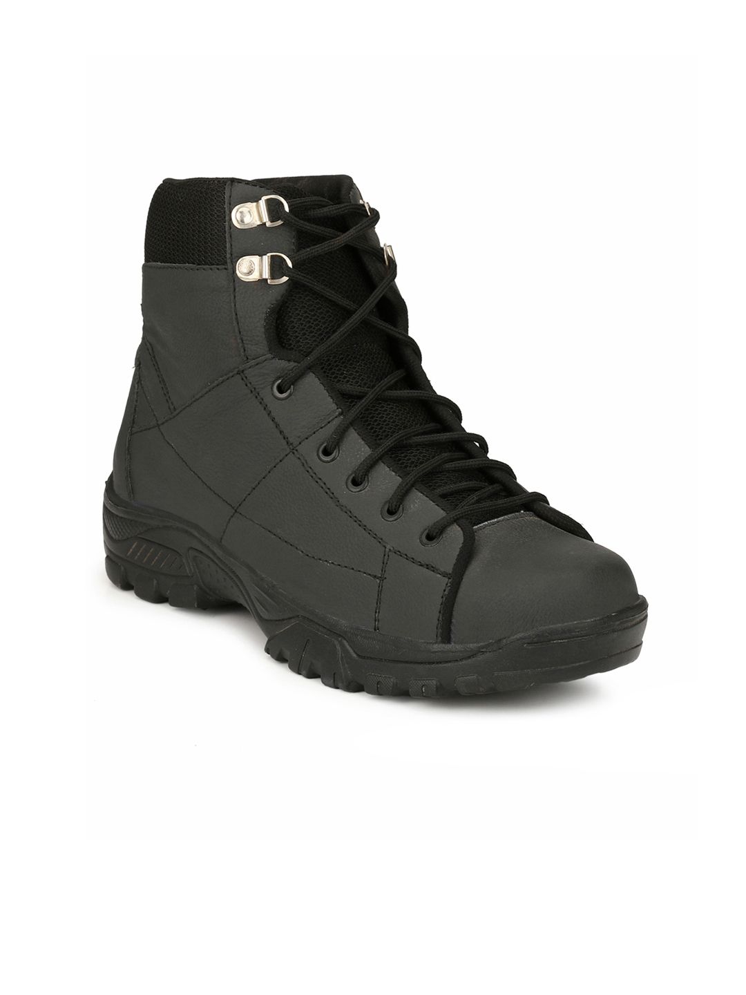 Eego Italy Men Black Solid Leather Mid-Top Trekking Shoes-picture-23