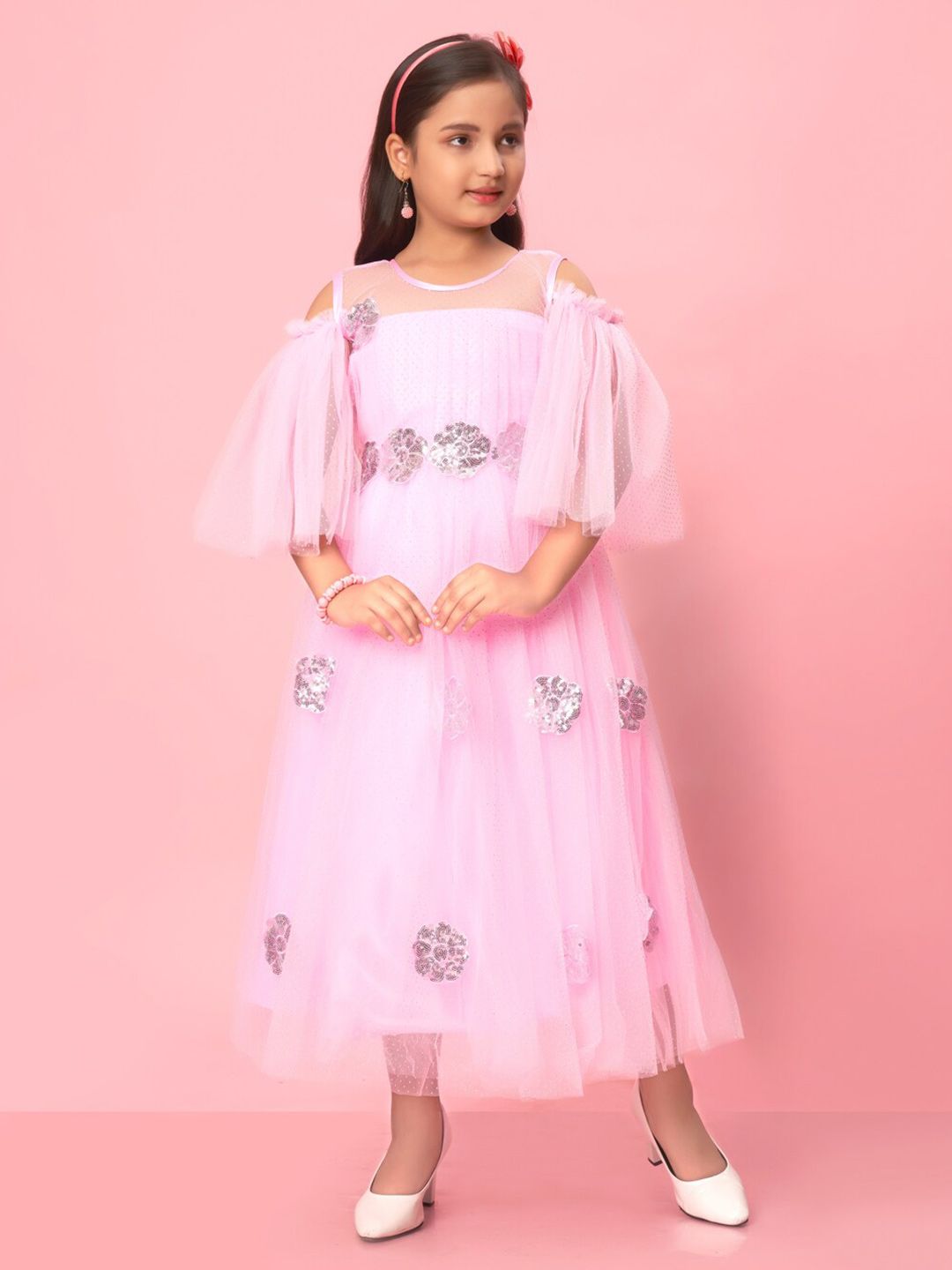 BAESD Girls Embellished Sequinned Fit & Flare Midi Dress-picture-58