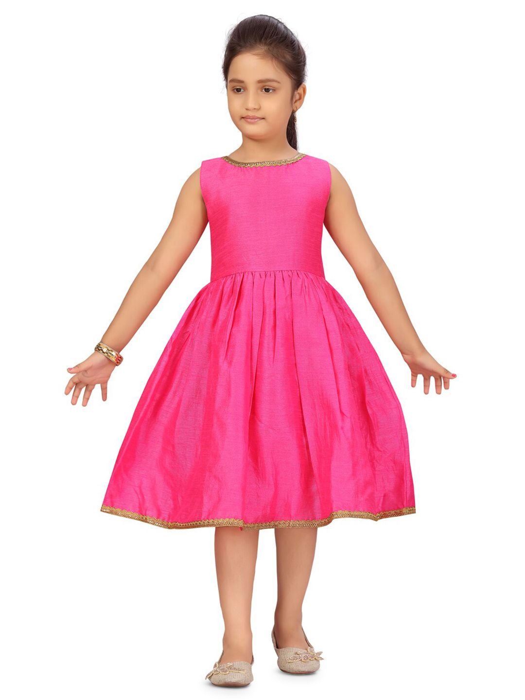 BAESD Round Neck Lace Inserts Fit & Flare Dress-image-32