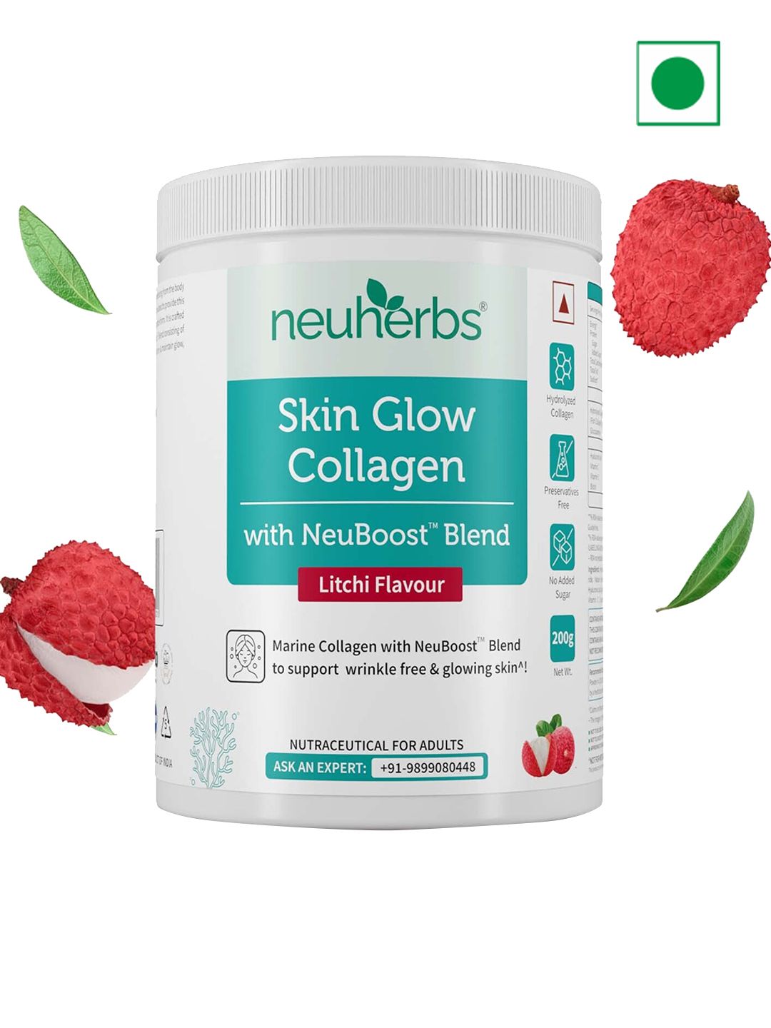 Neuherbs Skin Glow Collagen Litchi Flavoured Powder - 200 g-picture-36