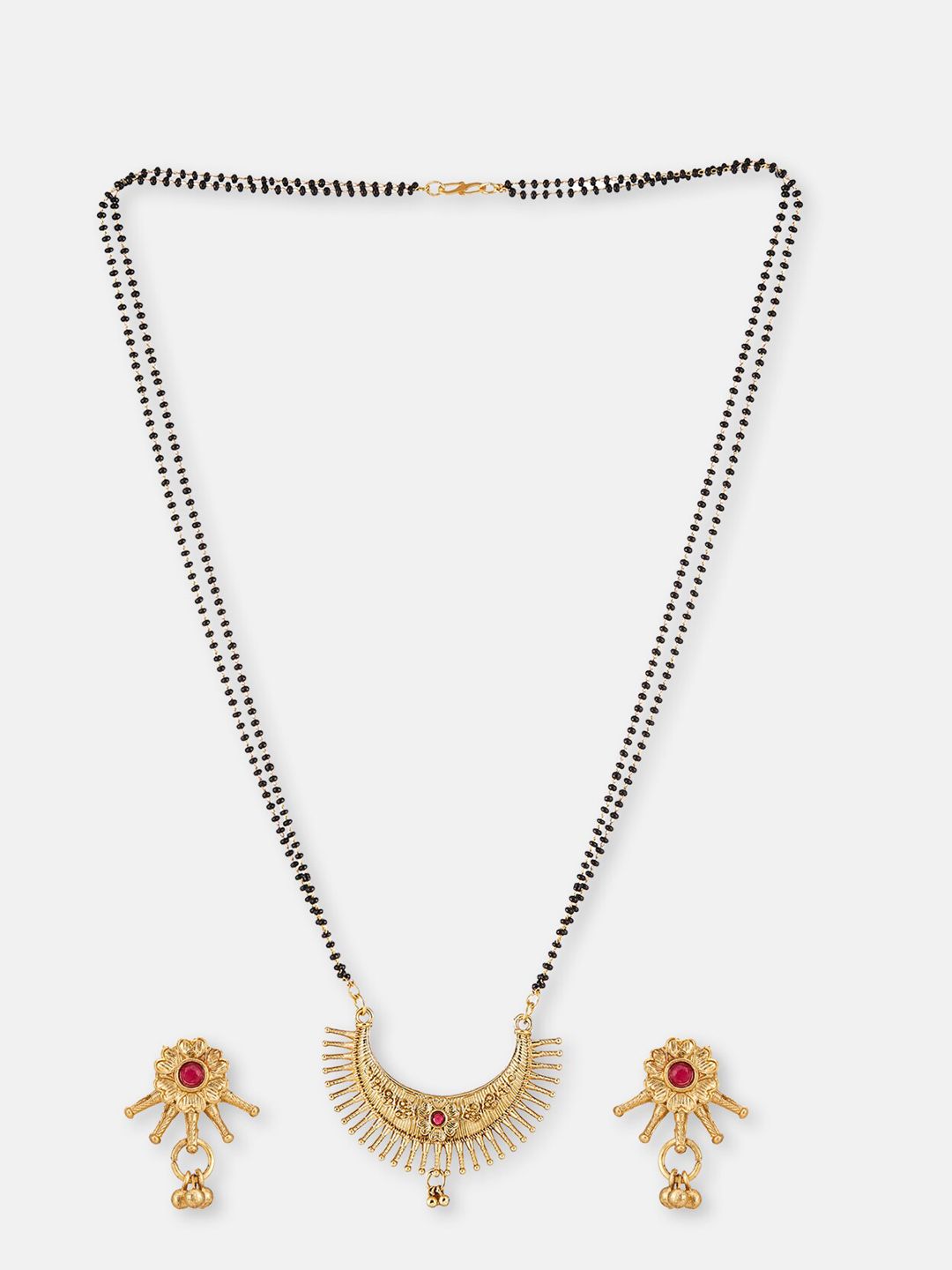 ATIBELLE Set of 2 Gold Plated Mangalsutra & Earrings