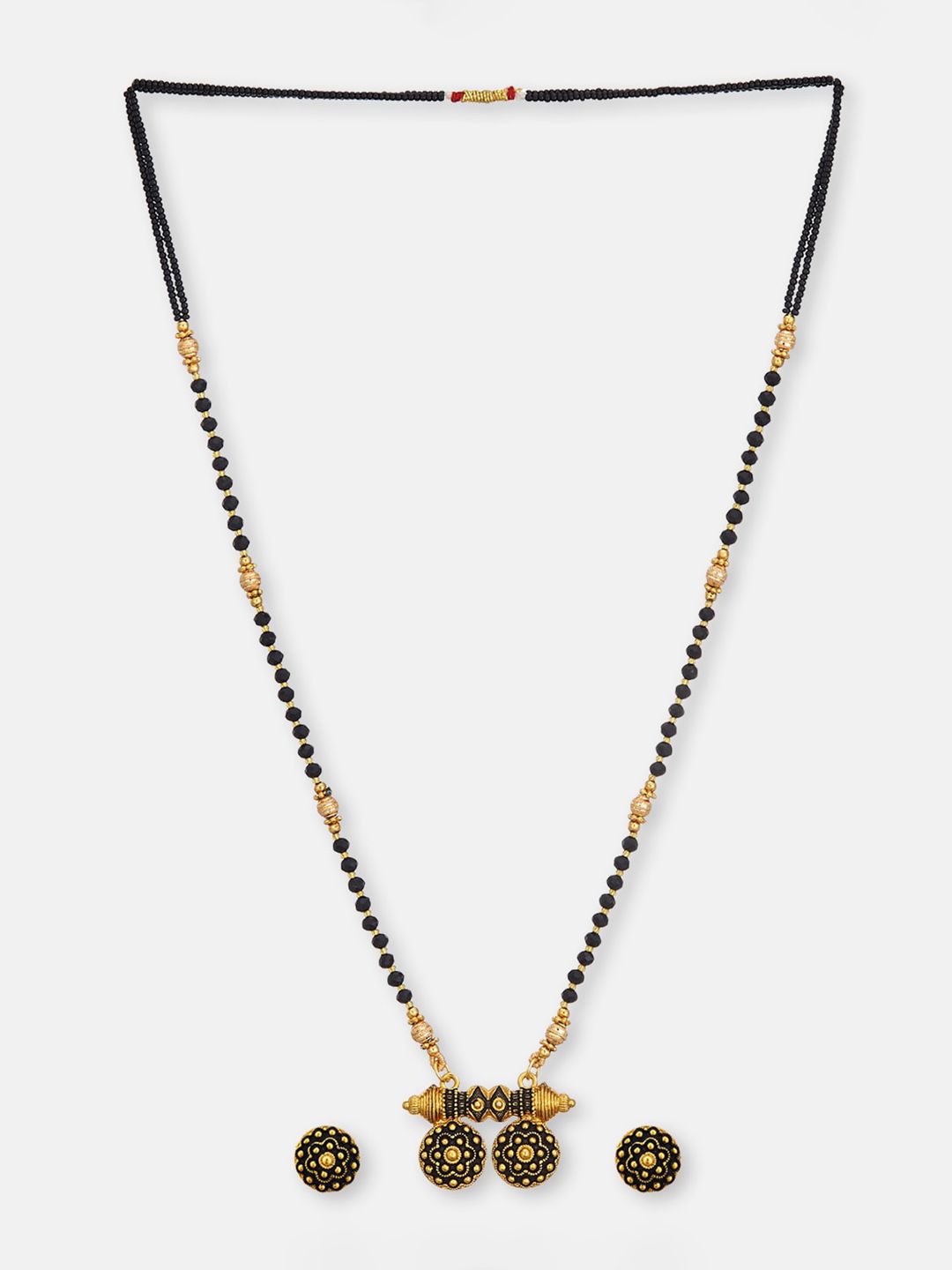 ATIBELLE Set Of 2 Gold Plated & Stone Studded Mangalsutra & Earrings