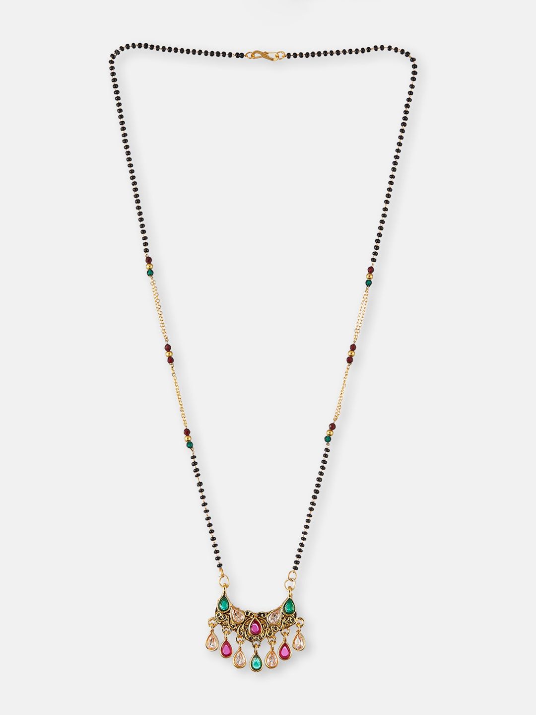 ATIBELLE Set Of 2 Gold Plated & Stone Studded Mangalsutra & Earrings