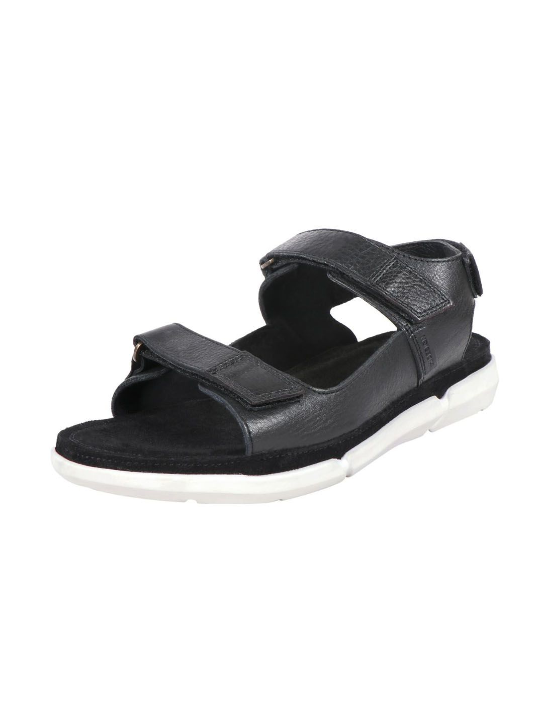 Hidesign Men Black & White Leather Comfort Sandals-image-12