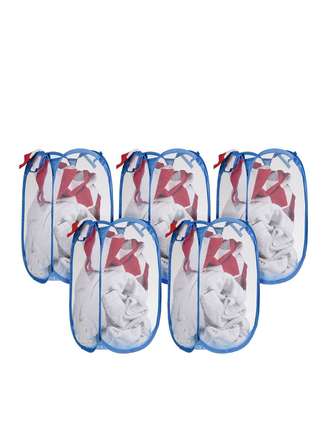 Kuber Industries Blue 5-Pieces Foldable Laundry Bags-picture-43